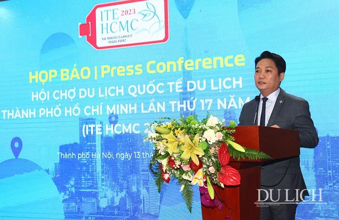 Phó Giám đốc Sở Du lịch Thành phố Hồ Chí Minh Lê Trương Hiền Hòa phát biểu tại họp báo